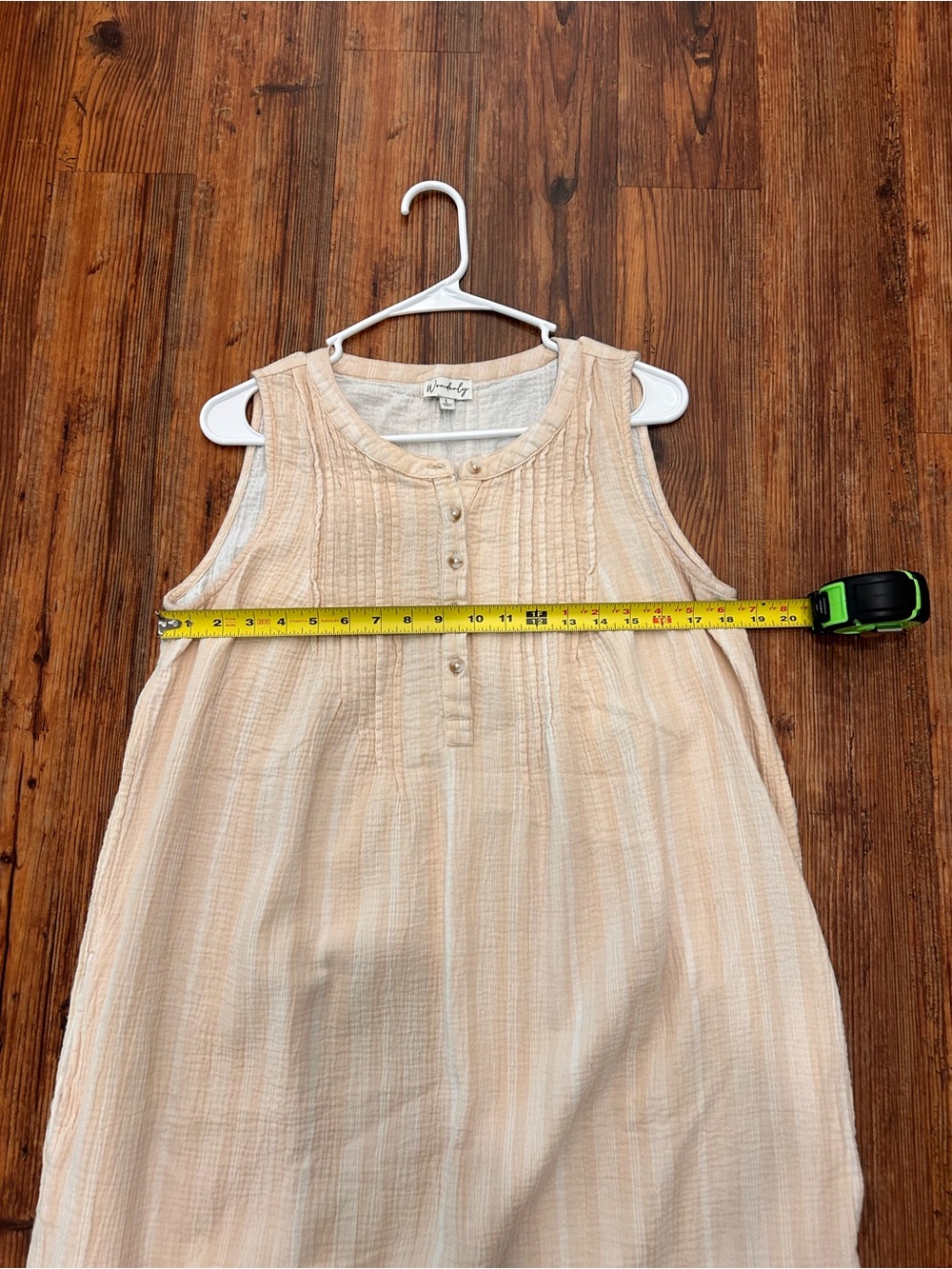 Wonderly Cotton Gauze Beach Cover Up Dress Large Beige Resort Coastal Pockets - Picture 12 of 12